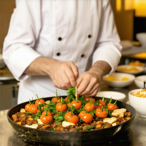 Private chef garnishing dishes at elegant wedding reception