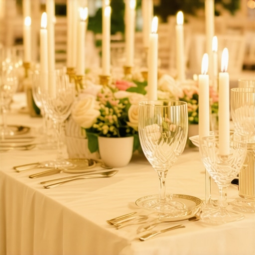Luxury Wedding Table Setting Exquisite wedding reception table with fine china and floral centerpieces