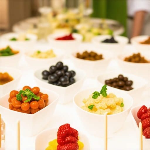 Elegant wedding reception with gourmet food, attentive servers, and sophisticated decor