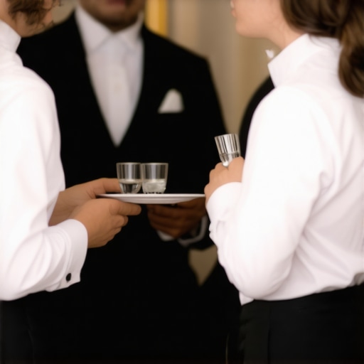 Wedding servers providing attentive service at a formal event