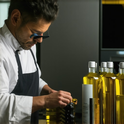 Modern Ingredient Verification during Event Prep Chef using technology to verify oil quality in a professional kitchen