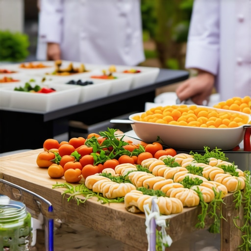 Luxury wedding buffet with professional servers and advanced temperature control equipment