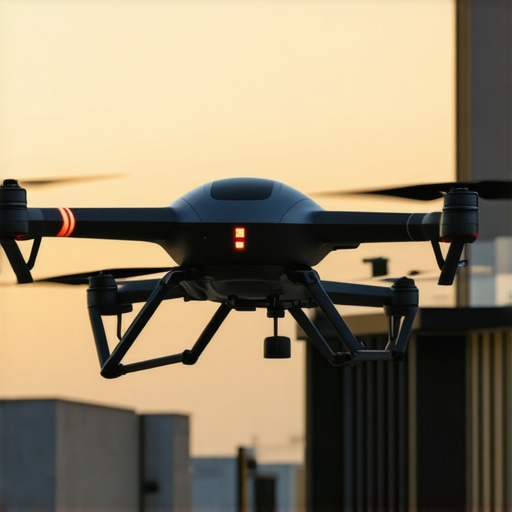 A drone delivering gourmet food to a high-end event, illustrating innovative logistics
