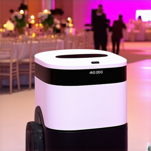 An autonomous robot delivering gourmet food at a wedding.