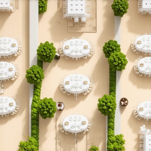 Optimized Wedding Layout with Seamless Service Flow A wedding reception space showcasing well-designed seating and strategic service stations for efficient guest service.