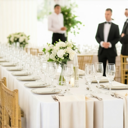 Personalized Wedding Hospitality Setting Wedding servers offering personalized service to guests