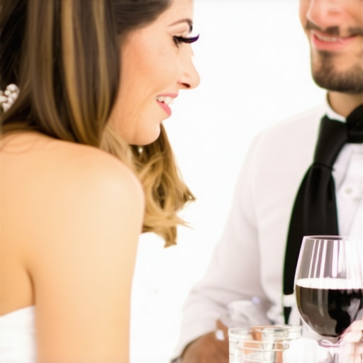 Server engaging guest with personalized attention at wedding celebration