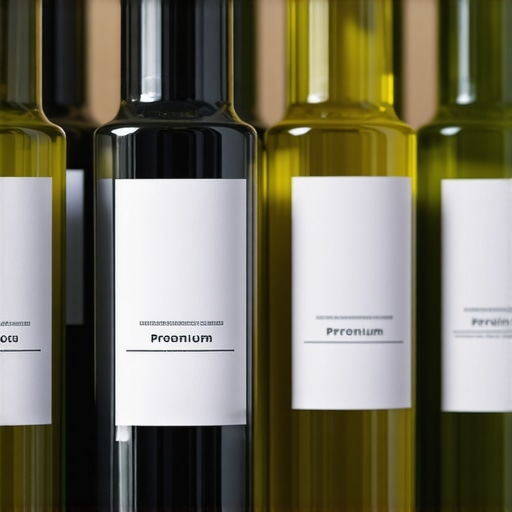 Premium Oils for Culinary Excellence Glass bottles of organic, extra virgin olive oil and artisanal fats on a kitchen countertop.