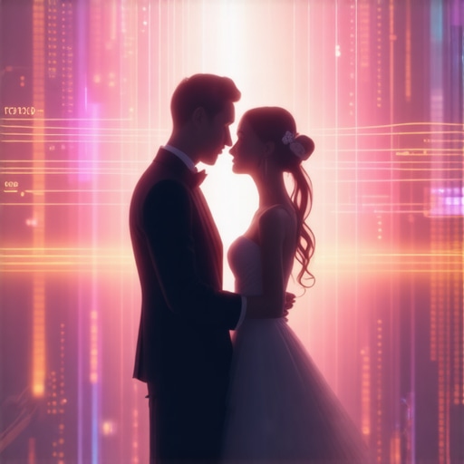 Visual representation of quantum encryption safeguarding digital wedding information.