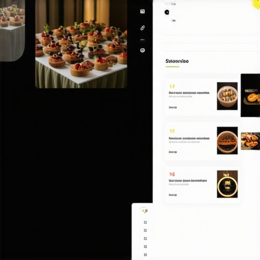 Digital interface displaying synchronized planning data for luxury wedding catering