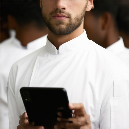 Professional servers managing guest service using communication devices at a luxurious wedding.