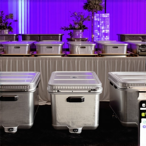 Seamless Wedding Delivery Setup Catering staff managing wedding food delivery with insulated containers and GPS tracking.