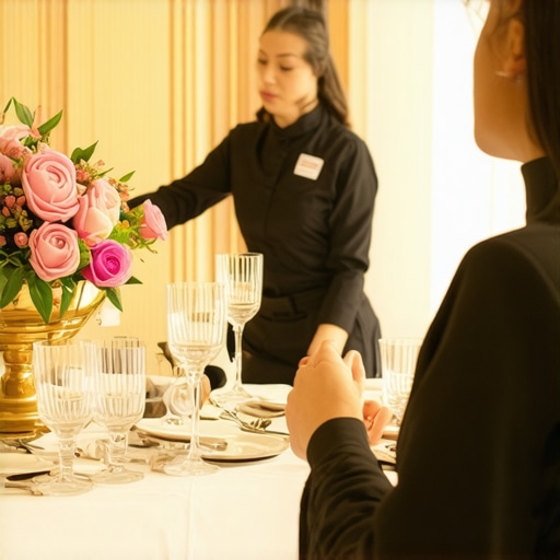 Event staff engaging guests with personalized service, incorporating sensory and cultural cues