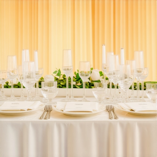 Luxurious wedding table with artistic dishes and refined table setting.