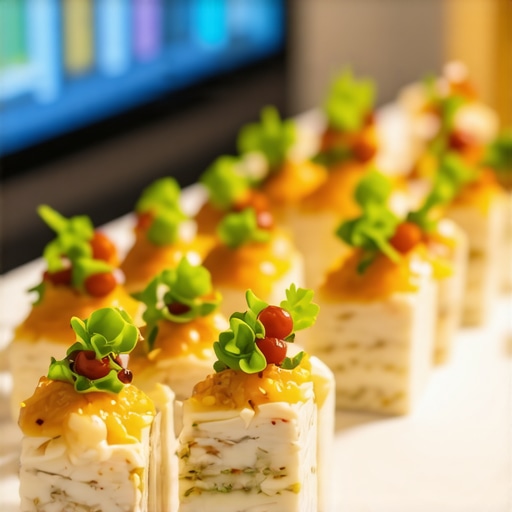 Technological Innovations in Wedding Catering Catering event with discreet server monitoring technology and elegantly arranged appetizer stations.
