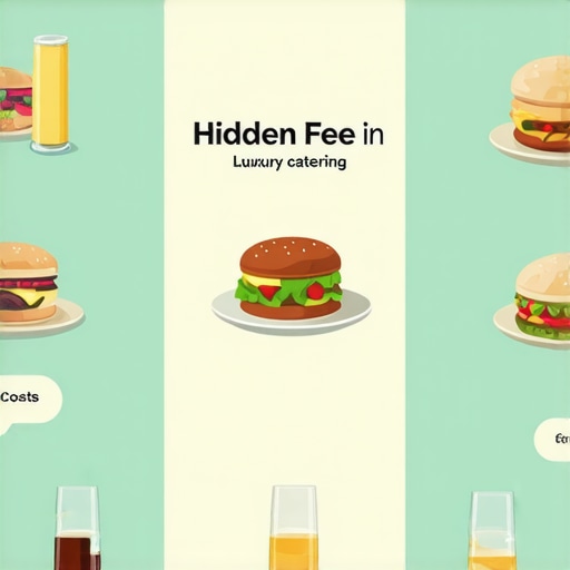Diagram illustrating hidden service fees in luxury event catering with annotations.