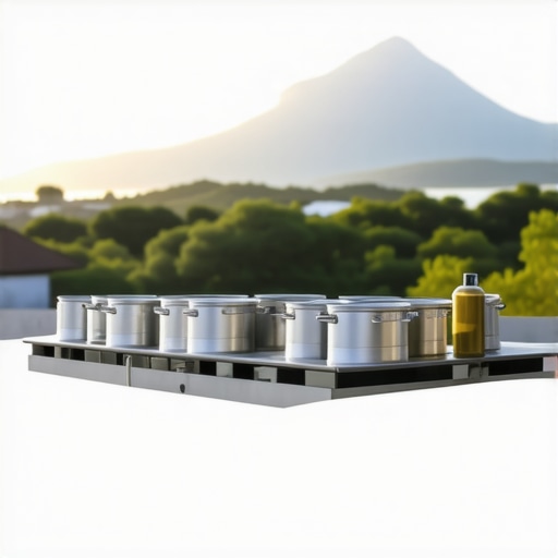 Modern weather-resistant catering stations arranged outdoors at wedding venue.