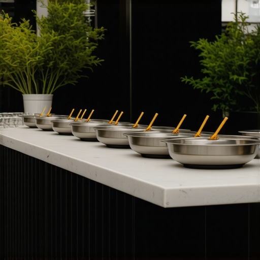 Outdoor wedding catering stations with weather-resistant features