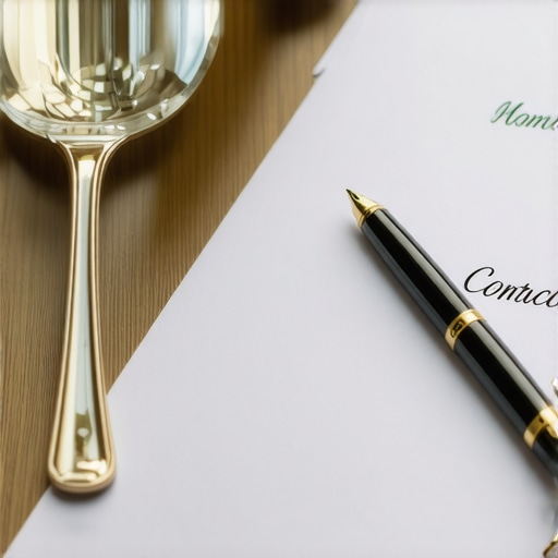 A professional wedding catering setup with contract and pen on table