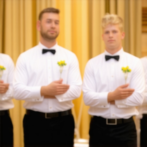 Wedding servers efficiently managing guest requests during a ceremony.
