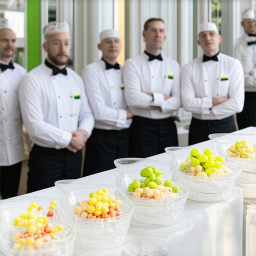 Wedding catering staff analyzing real-time data on a tablet