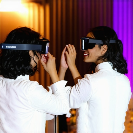Server wearing AR glasses displaying guest instructions at wedding