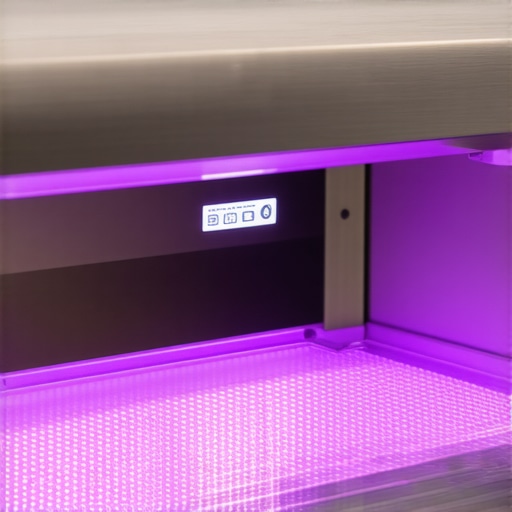 Advanced UV-C Sterilization Equipment in Use Modern UV-C sterilization device disinfecting culinary tools at a wedding catering event