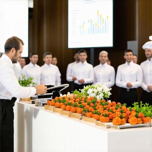 A wedding catering team operating with real-time data displays to optimize service flow.