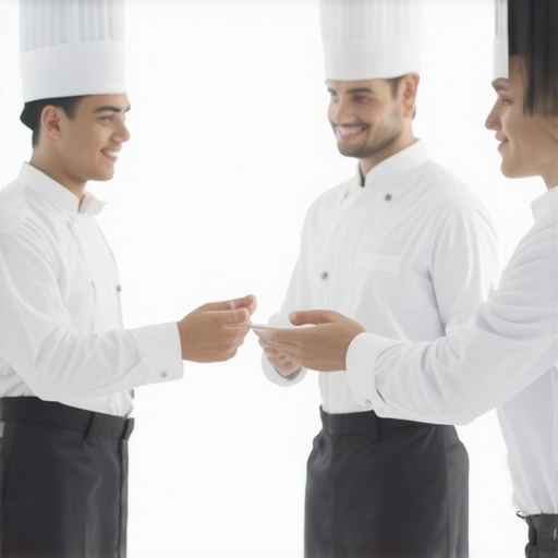 Culturally Competent Wedding Servers in Action A diverse group of wedding servers engaging warmly with international guests at a luxury wedding reception.