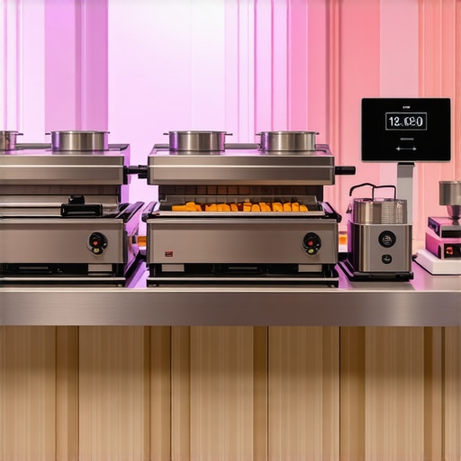 Futuristic mobile kitchen units and coordination tools at a luxury wedding event