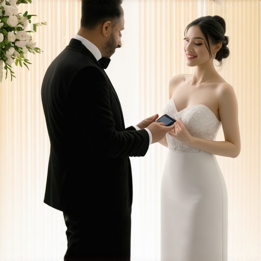 Guests using discreet digital payment stations for tips at a wedding