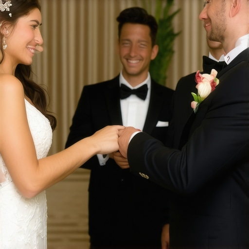 Wedding staff exchanging gratuity discreetly with guests in elegant attire.