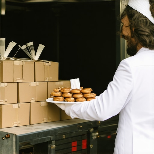 Delivery van with insulated catering containers at a wedding venue