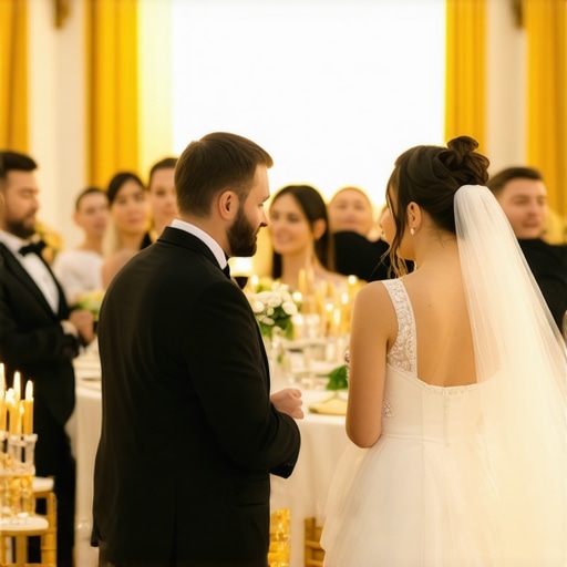 Semicircular wedding table with staff gracefully clearing glasses at the right moment