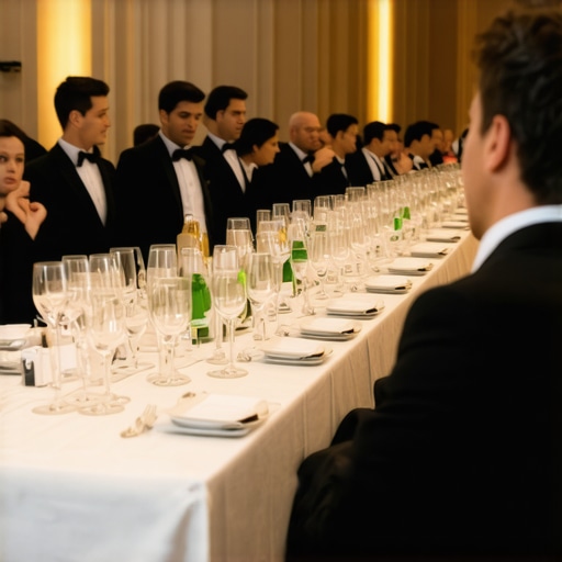 Global Tipping Customs in Private Events Attentive staff and international guests at a luxury private event demonstrating cultural tipping practices
