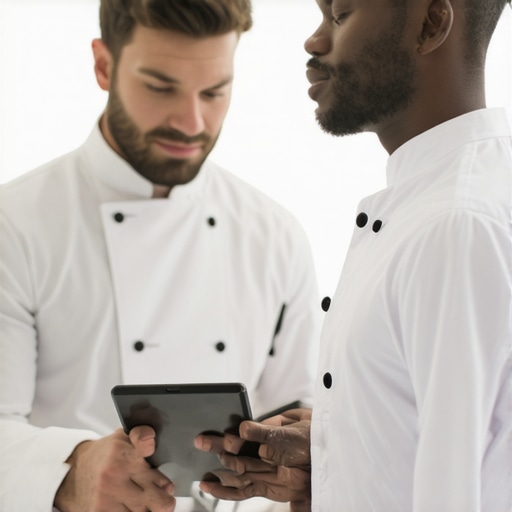High-Tech Wedding Service Coordination Wedding staff using digital devices to coordinate service in an elegant setting