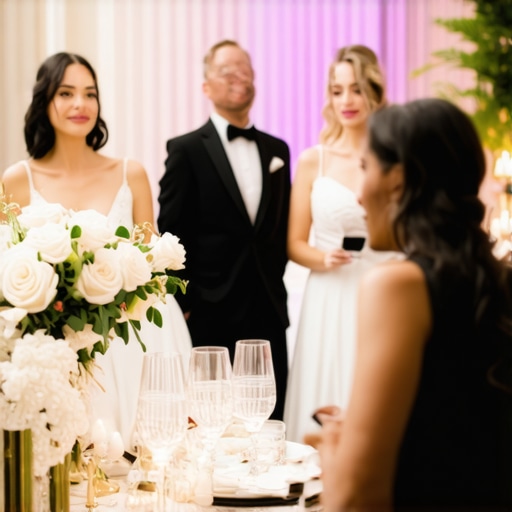 High-end Wedding Service with Advanced Technology Servers using discreet technology to synchronize service in a luxurious wedding setting