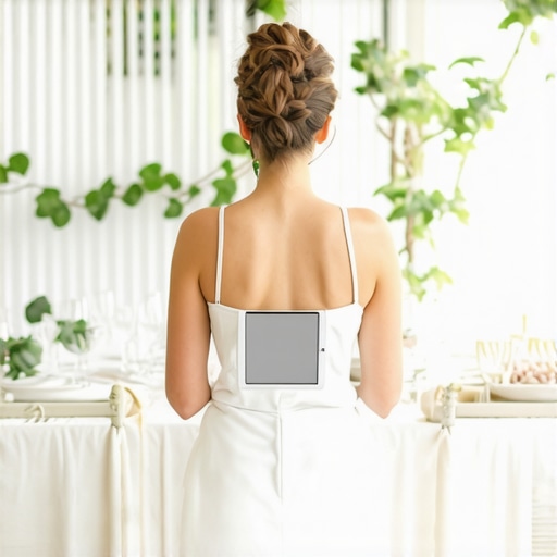 Elegant wedding scene featuring bespoke cuisine, technology integration, and sustainable decor.