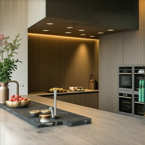 Innovative Wedding Kitchen Design A sleek, modern wedding kitchen equipped with high-end appliances and optimized layout for efficiency