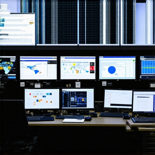 A high-tech operations room monitoring delivery vehicles and routes.
