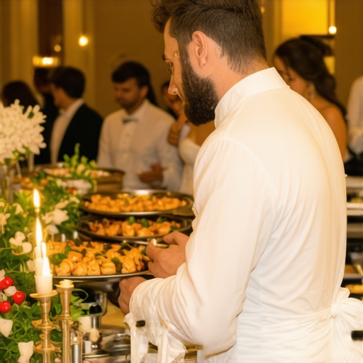 Private chef and professional servers at an upscale wedding reception