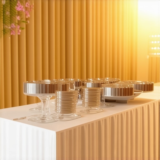 Sophisticated wedding catering scene showcasing technology and elegant presentation