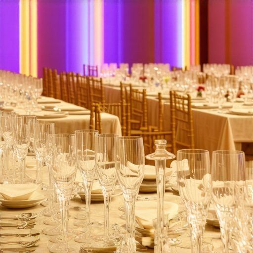 A sophisticated wedding dining setting featuring multi-sensory elements, including aromatic infusions and ambient lighting.