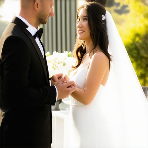 Luxury Wedding Service Team Professional wedding servers in elegant uniforms assisting guests at a scenic outdoor wedding.