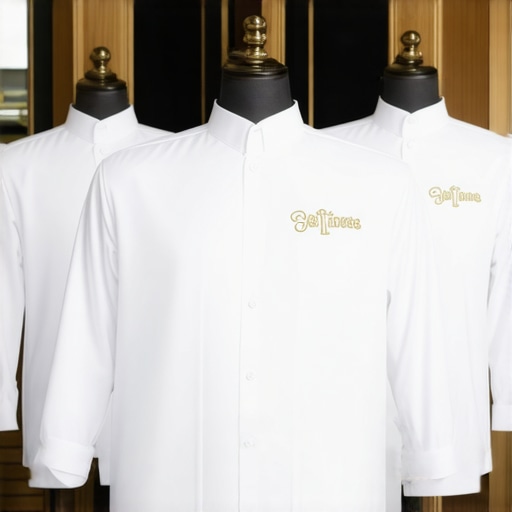 Luxury Wedding Staff Uniforms with Custom Touches Stylish wedding catering staff uniforms featuring personalized embroidery and innovative fabrics.