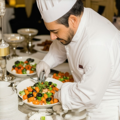 Luxury Wedding with Advanced Logistics and Culinary Artistry Wedding scene showcasing synchronized delivery, gourmet dishes, and attentive servers