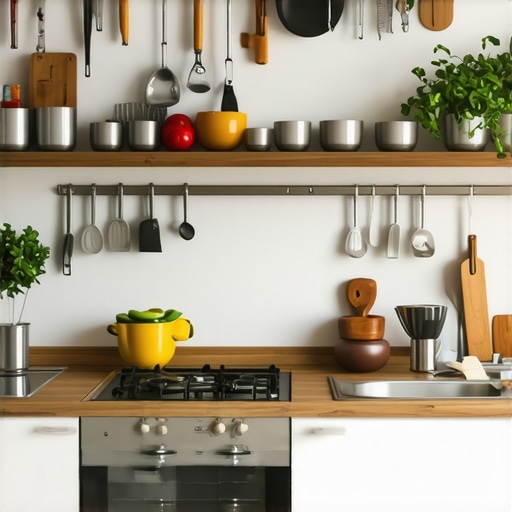 Modern Tiny Kitchen with Smart Tech Interior view of a small private kitchen featuring smart appliances and efficient workspace