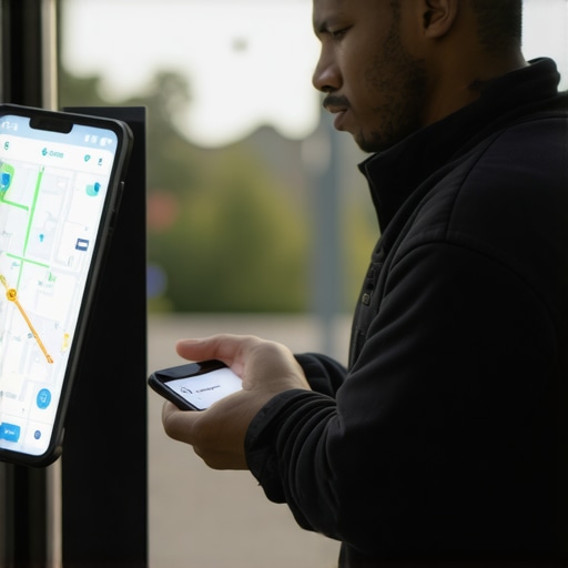 Delivery driver navigating with GPS during event setup