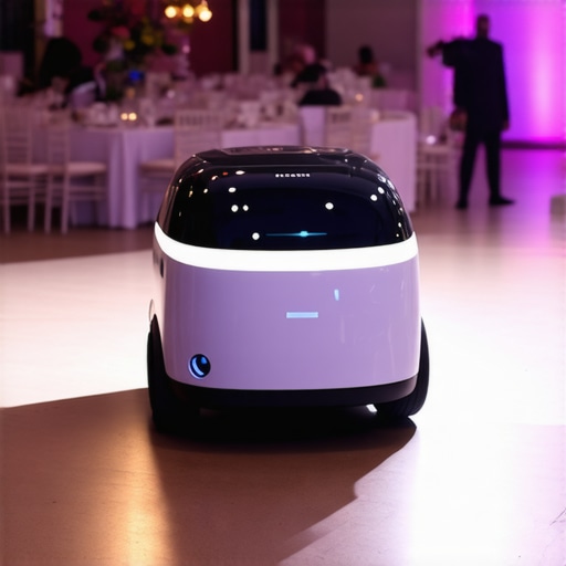 Advanced robot transporting wedding dishes across a venue