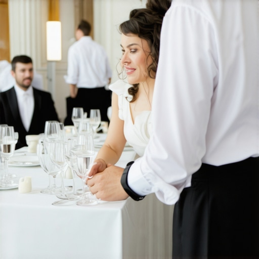 Servers using digital devices to navigate efficiently in a wedding venue